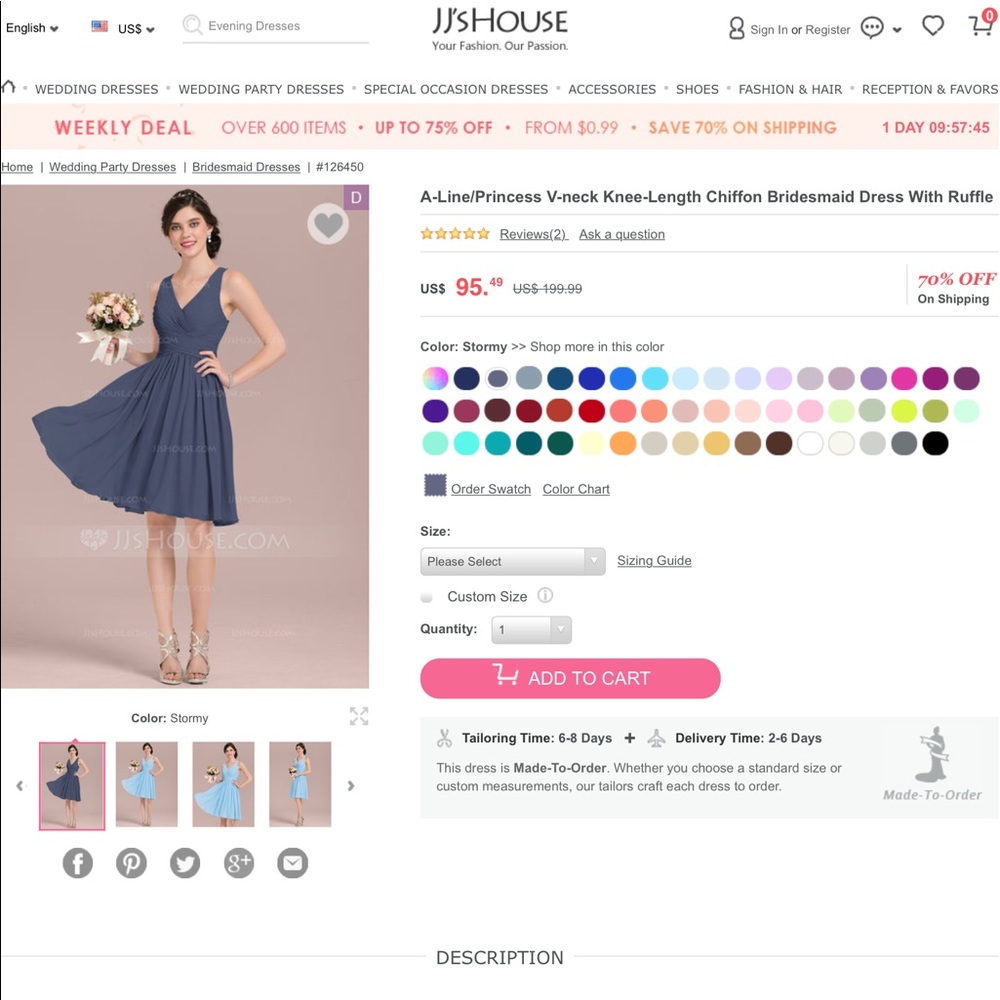 Smoky blue dress. Size 4